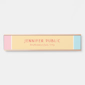 Modernes Rosegold Pink Yellow Blue Template Elegan Türschild (Vorderseite )