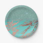 Modernes Rosen-Goldaquamarine Pappteller (Vorderseite)