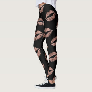 Modernes Rosen-Goldlippenkuss-Muster Leggings