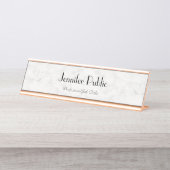 Modernes Rosen-Goldweiße elegante Schreibtischnamensplakette (Vorderseite )