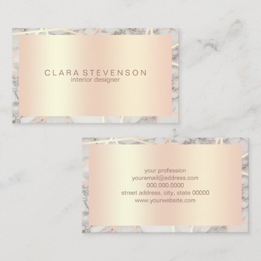 Modernes Rosengold u. weißer Visitenkarte (Vorne/Hinten)