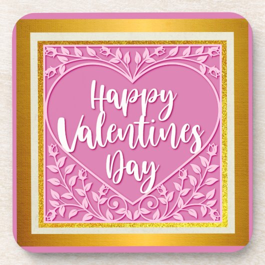 Modernes Rosenherz Romantische Valentine Getränkeuntersetzer (Vorderseite)