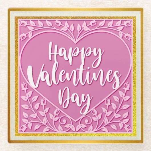 Modernes Rosenherz Romantische Valentine Glasuntersetzer (Vorderseite)