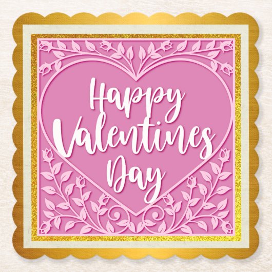 Modernes Rosenherz Romantische Valentine Untersetzer (Vorderseite)