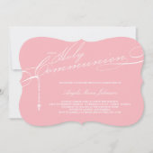 Modernes Rosenkranz Erste Heilige Kommunion Foto R Einladung (Vorderseite)