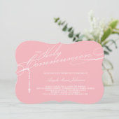 Modernes Rosenkranz Erste Heilige Kommunion Foto R Einladung (Stehend Vorderseite)