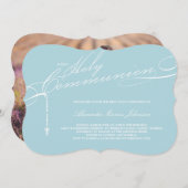 Modernes Rosenkranz Erste Heilige Kommunion Foto R Einladung (Vorne/Hinten)