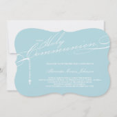 Modernes Rosenkranz Erste Heilige Kommunion Foto R Einladung (Vorderseite)