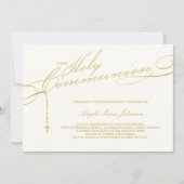 Modernes Rosenkranz Erste Heilige Kommunion Foto R Einladung (Vorderseite)