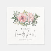 Modernes Rosenrosa Florals 21. Geburtstag
