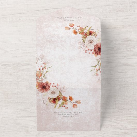 Modernes Rostboho & Neutrals Blumen Kein Abendesse All In One Einladung (Außenbereich)