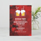 Modernes Rot Abstrakt mit Biersteinen zum Geburtst Einladung (Stehend Vorderseite)