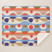 Modernes rot-blaues Ogee-Muster Sherpadecke (Vorderseite (Horizontal))