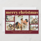 Modernes Rot | Fotocollage Feiertagskarte (Vorderseite)