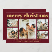 Modernes Rot | Fotocollage Feiertagskarte (Vorne/Hinten)