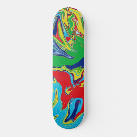 Modernes Rot-Gelb-Blau-Grün Türkis Abstrakt Skateboard (Vorderseite)