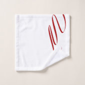 Modernes Rot gestreiftes Weiß Elegant Badhandtuch Set (Waschlappen)