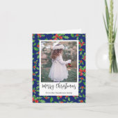 Modernes Rot-Grün-Heiligabend-Foto Feiertagskarte (Vorderseite)