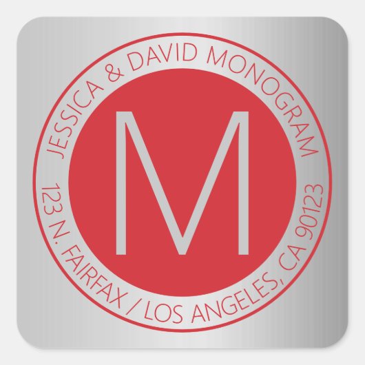 Modernes Rot & Imitate - Rücksendesiegel Quadratischer Aufkleber (Vorderseite)