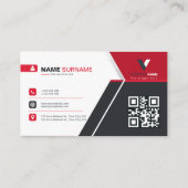 Modernes Rot-Schwarz-Elegant Visitenkarte (Rückseite)
