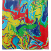 Modernes Rot Türkis Blau Grün Gelb Abstrakt Duschvorhang (Vorderseite)