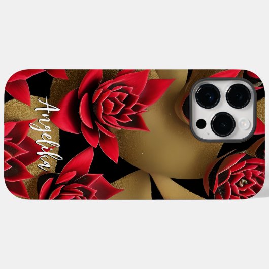 Modernes Rot und Gold Abstrakt Minimalistisch Case-Mate iPhone Hülle (Rückseite (Horizontal))