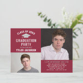 Modernes Rot- und Silberstudio 2025 Foto Graduate Einladung (Stehend Vorderseite)