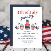 Modernes Rot Weiß und Blau 4. Juli Party Einladung
