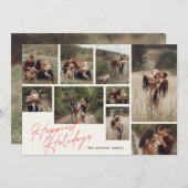 Modernes Rot & Weiß Weihnachten 9 Foto Glücklich (Vorne/Hinten)