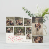 Modernes Rot & Weiß Weihnachten 9 Foto Glücklich (Stehend Vorderseite)