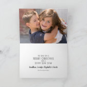 Modernes Rot-Weiß-Weihnachtsbaum-Foto Feiertagskarte (Innenseite)