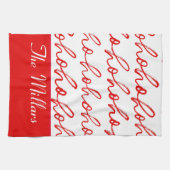 Modernes Rot-Weiß-Weihnachtsmuster Geschirrtuch (Horizontal)