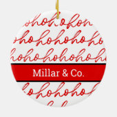 Modernes Rot-Weiß-Weihnachtsmuster Keramik Ornament (Hinten)