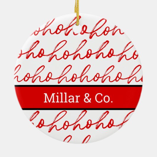 Modernes Rot-Weiß-Weihnachtsmuster Keramik Ornament (Hinten)