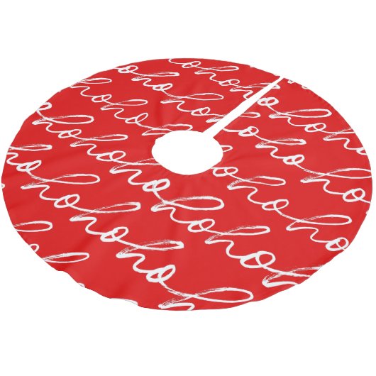 Modernes Rot-Weiß-Weihnachtsmuster Polyester Weihnachtsbaumdecke (Schrägansicht)