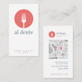 Modernes Rote Gabel Restaurant minimalistische Kar Visitenkarte (Vorne/Hinten)