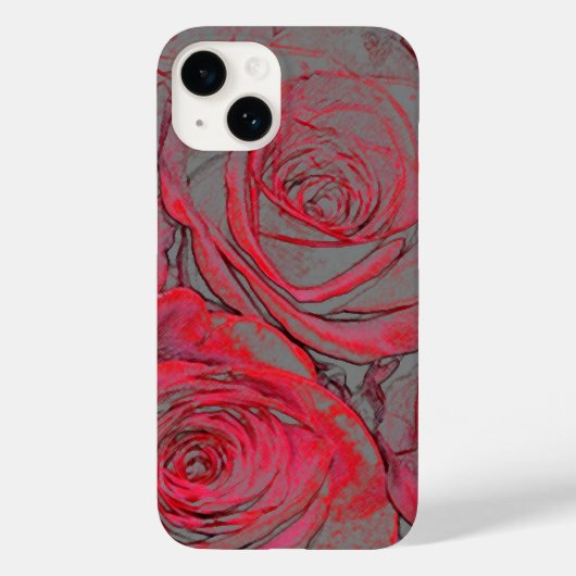 Modernes Rote Rose Case-Mate iPhone Hülle (Rückseite)