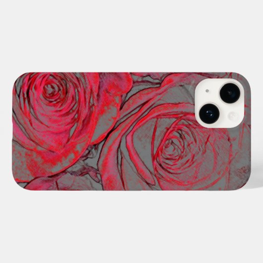 Modernes Rote Rose Case-Mate iPhone Hülle (Rückseite (Horizontal))