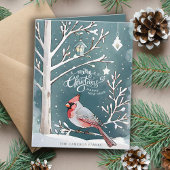 Modernes Roter Kardinal Winterlandschaft Weihnacht Karte