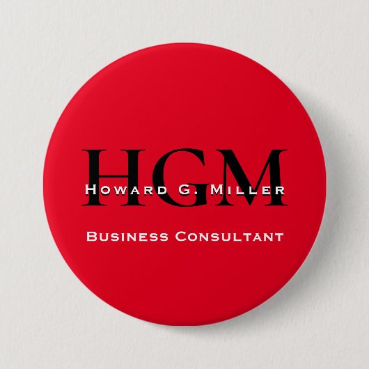 Modernes, rotes 3-Buchstaben-Monogramm-Logo für Un Button (Vorderseite)