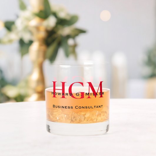 Modernes, rotes 3-Buchstaben-Monogramm-Logo für Un Whiskyglas (Insitu (Hochzeit))