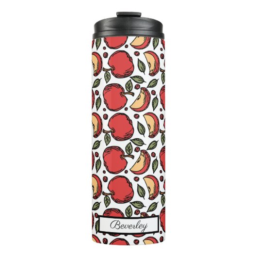 Modernes rotes Apple-Muster - kundenspezifischer N Thermosbecher (Vorderseite)