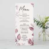 Modernes Rotes Blätter-Hochzeitmenü Menükarte (Stehend Vorderseite)