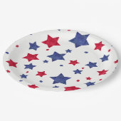 Modernes rotes blaues Aquarell spielt Juli 4. die Pappteller (Schrägansicht)