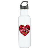 Modernes Rotes Blumenherz Beste Mama je Muttertag Edelstahlflasche (Vorderseite)