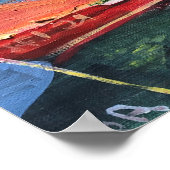 Modernes rotes Boot im Meer Poster (Ecke)