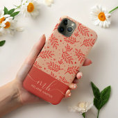 Modernes rotes botanisches Aquarellmonogramm Case-Mate iPhone Hülle