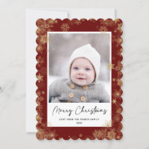 Modernes Rotes Elegantes Script Snowflakes Bokeh O