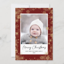 Modernes Rotes Elegantes Script Snowflakes Bokeh O
