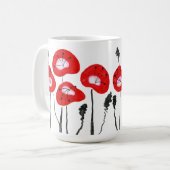 Modernes Rotes Feld der Poppies Abstraktes Blumeng Kaffeetasse (Vorderseite Links)